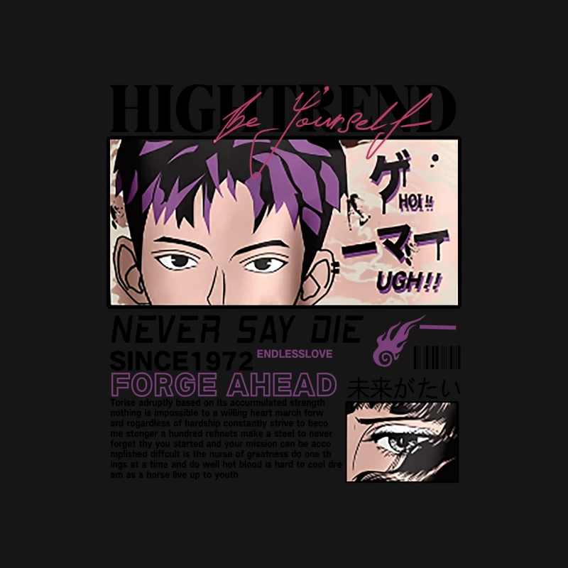 Anime Augen und Textkunst Damen Langarm T-Shirt