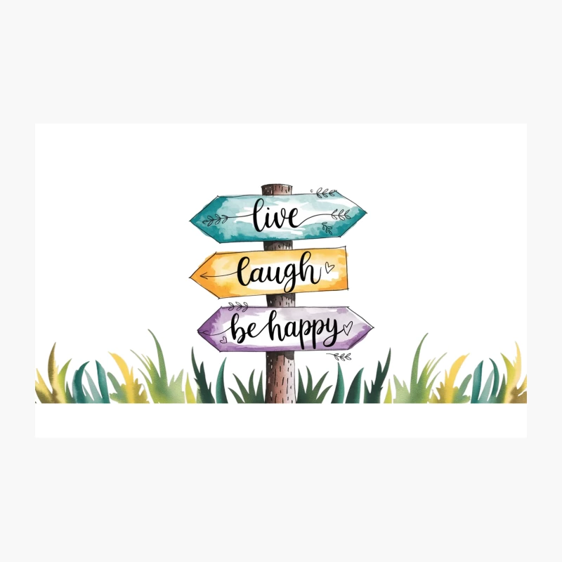 Colorful Watercolor Motivational Signs: Live, Laugh, Be Happy Travel Mug