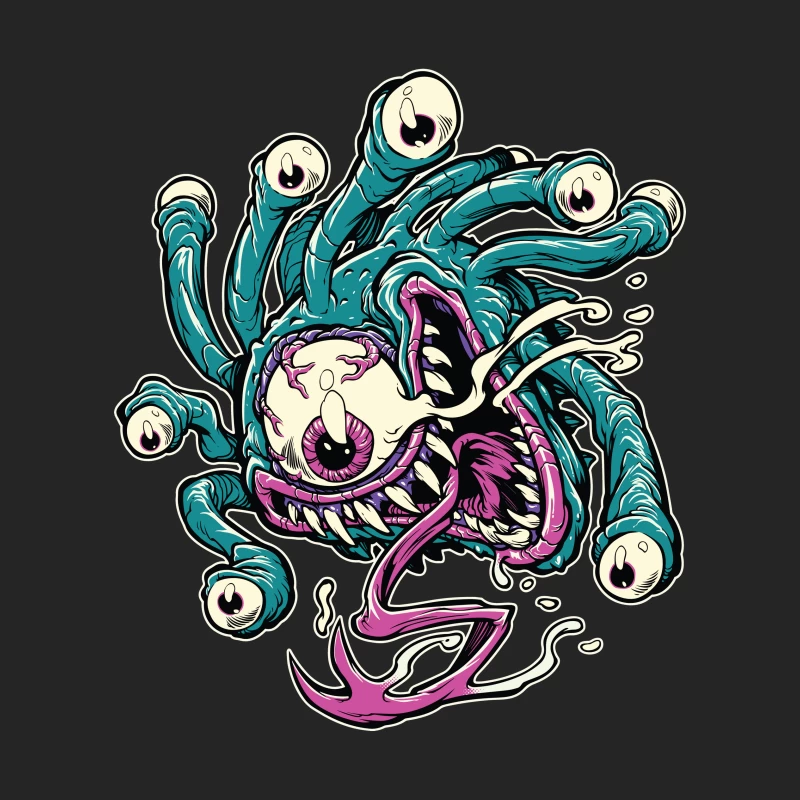 Colorful Cartoon Monster with Tentacles and Eyes Male Pullover Sweatshirt