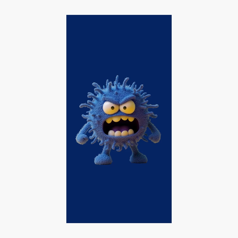 Fuzzy Blue Monster Mascot with Angry Expression iPhone Case
