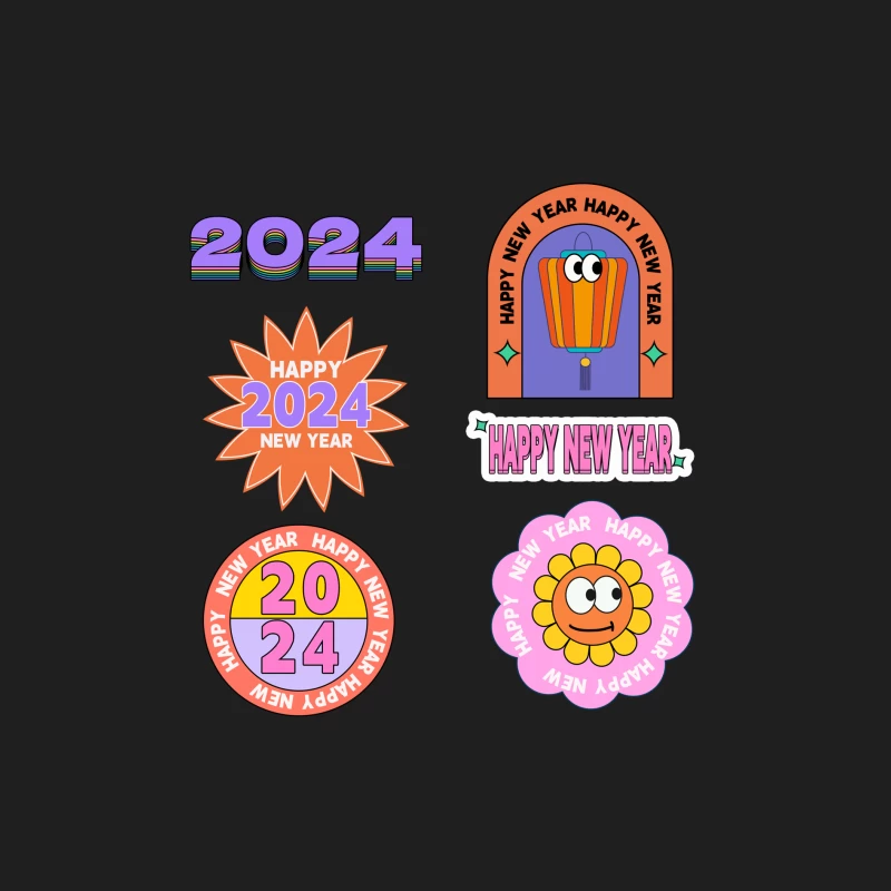 Fröhliches Neues Jahr 2024 mit bunten Grafiken Herren Tanktops