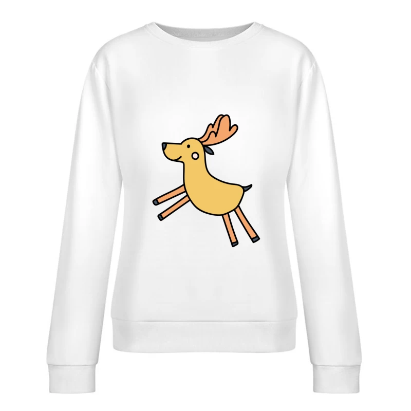 Cerf mignon sautant joyeusement Femme Sweat-shirt à enfiler