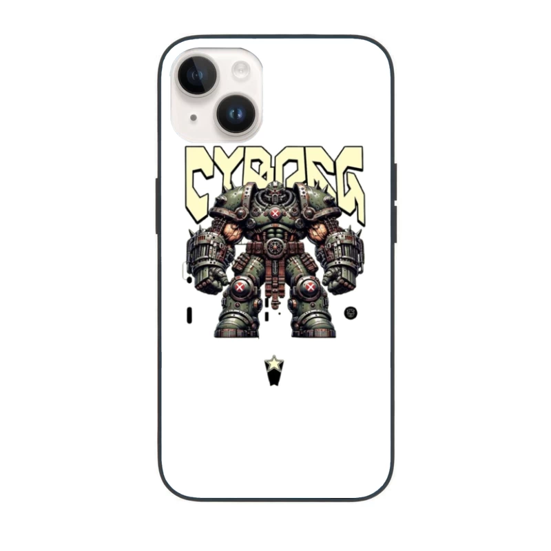 Heavy Combat Cyborg Mech Armor Illustration iPhone Case