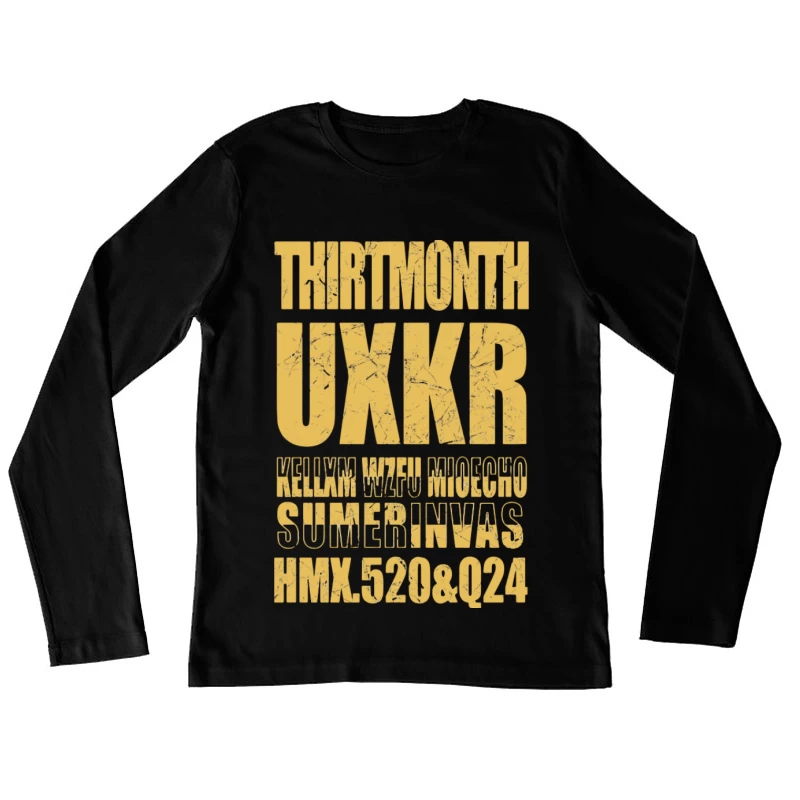Rätselhafte Typografie auf zerkratztem Hintergrund Damen Langarm T-Shirt