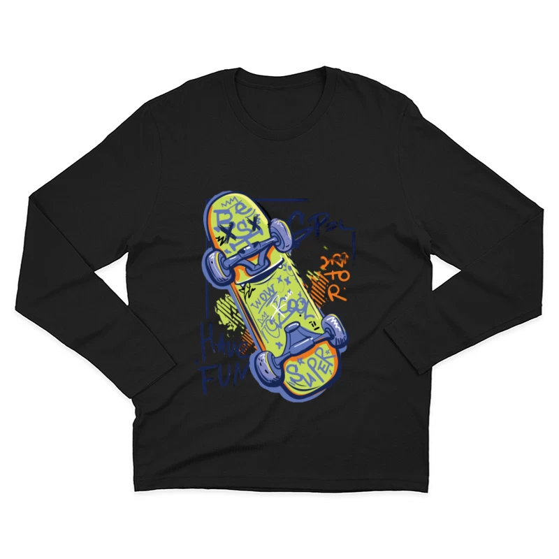 Funky Skateboard Design Herren Langarm T-Shirt