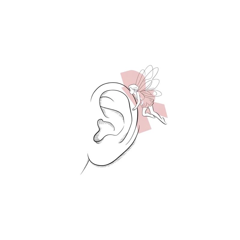 Whimsical Ear and Fairy Minimalist Illustration Tapestry
