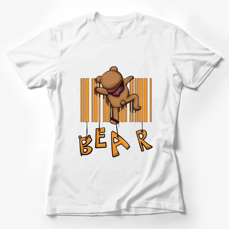 Teddybär auf Barcode Hintergrund Damen T-Shirt