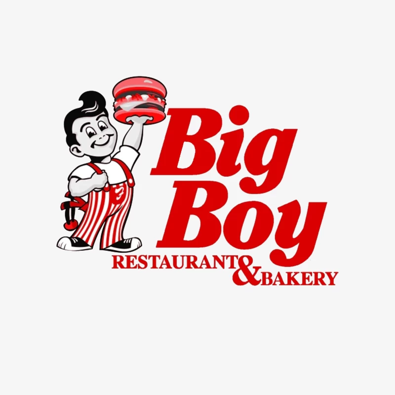 Vintage Big Boy Restaurant and Bakery Logo with Cartoon Mascot Male Pullover Sweatshirt