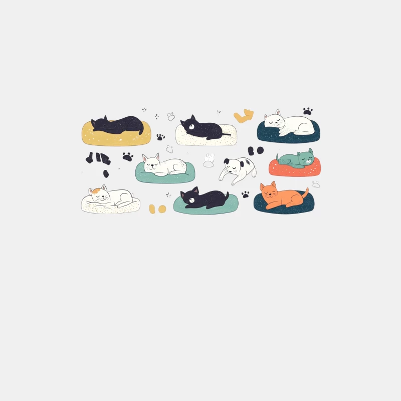Adorable Cartoon Cats Lounging on Colorful Pet Beds Male Tank Top