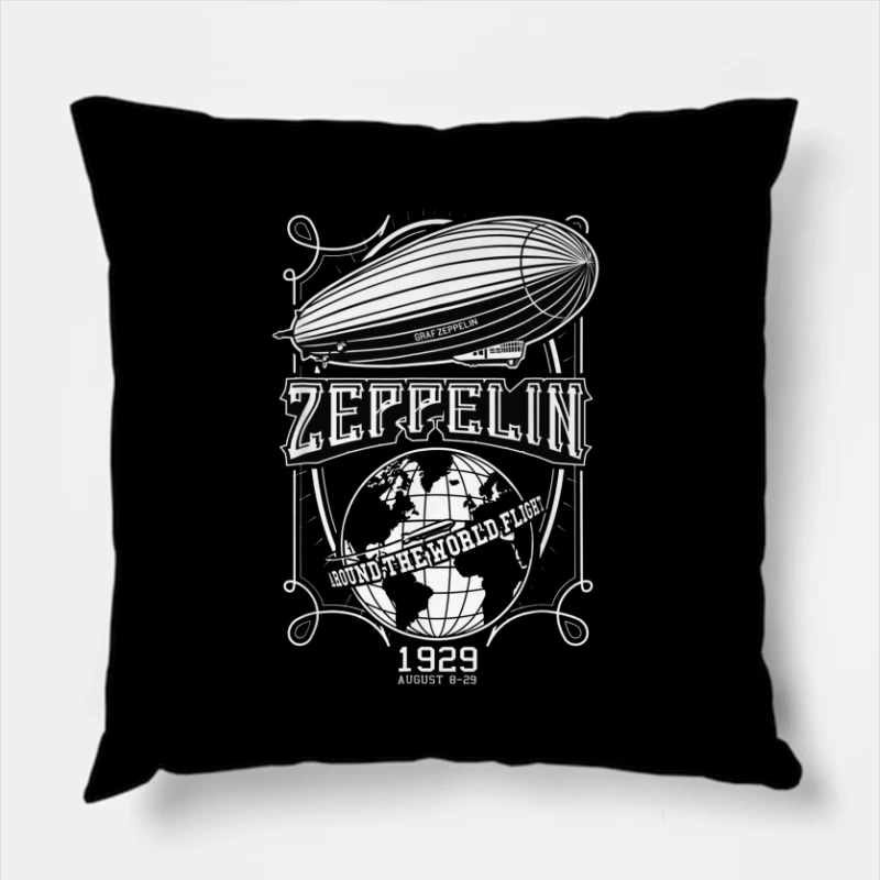 Vintage 1929 Zeppelin Airship Concert Promotional Design Throw Pillow