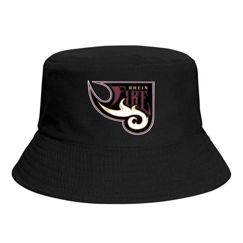 Rhein Fire Professional Football Team Logo with Stylized Flame Design Bucket Hat