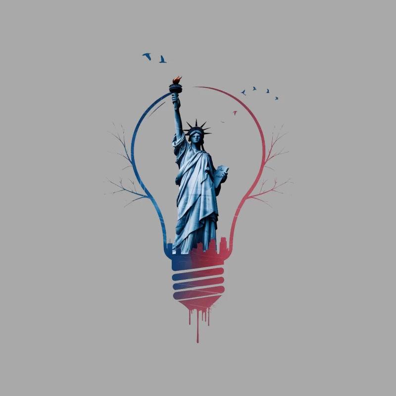 Illuminating Liberty: Creative Fusion of American Icon and Innovation Male Pullover Hoodie