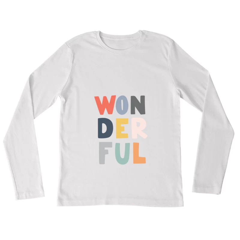 Texte coloré - Mot 'Wonderful' Femme Manches Longues T-Shirt