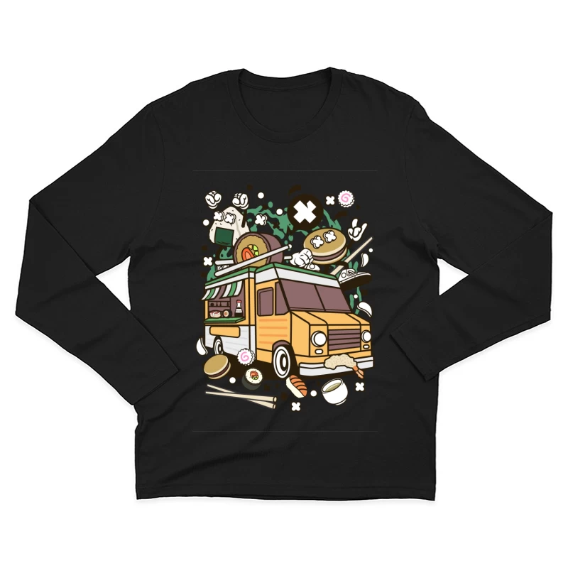 Camion de Street Food Asiatique Amusant Homme Manches Longues T-Shirt