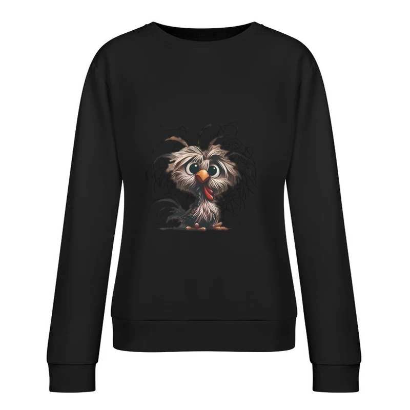 Oiseau Cartoon Fluffy Femme Sweat-shirt à enfiler