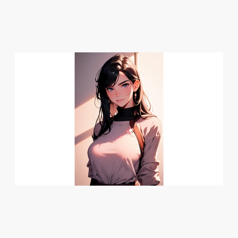 Anime Portrait: Blue-Eyed Girl with Dark Hair in Sunlight Travel Mug