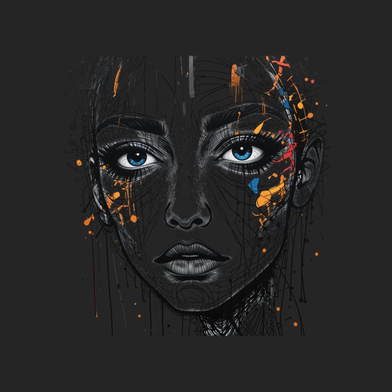 Abstract Portrait with Colorful Accents Male Pullover Sweatshirt