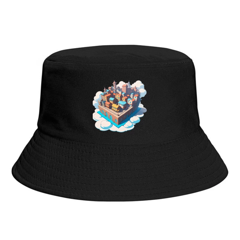 Whimsical Colorful City in the Clouds Bucket Hat