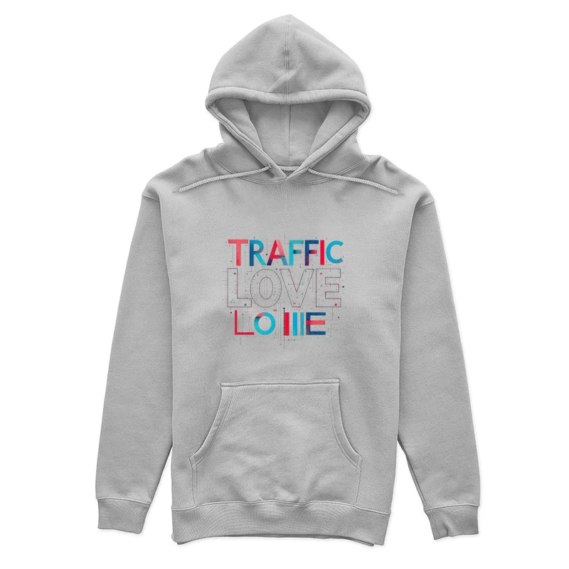 Traffic Love Typography with Technical Design Elements Female Pullover Hoodie