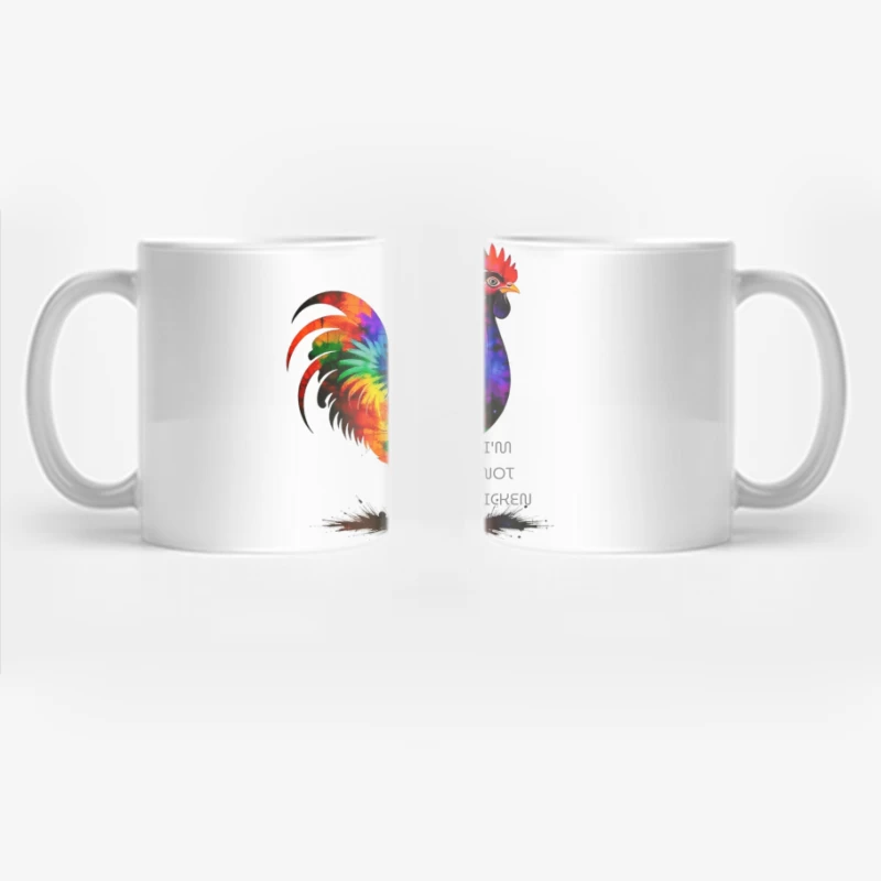 Rainbow Watercolor Rooster with Text Coffee Mug