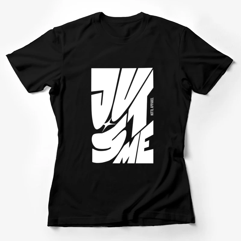 Design Typographique Dynamique en Noir et Blanc Femme T-Shirt