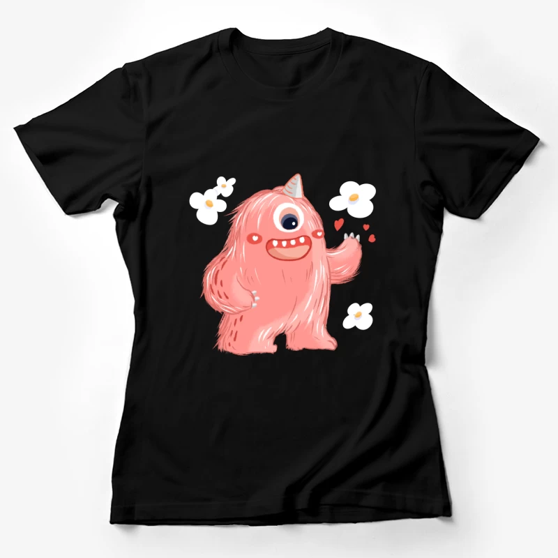 Rosa Einhornmonster mit Blumen Damen T-Shirt