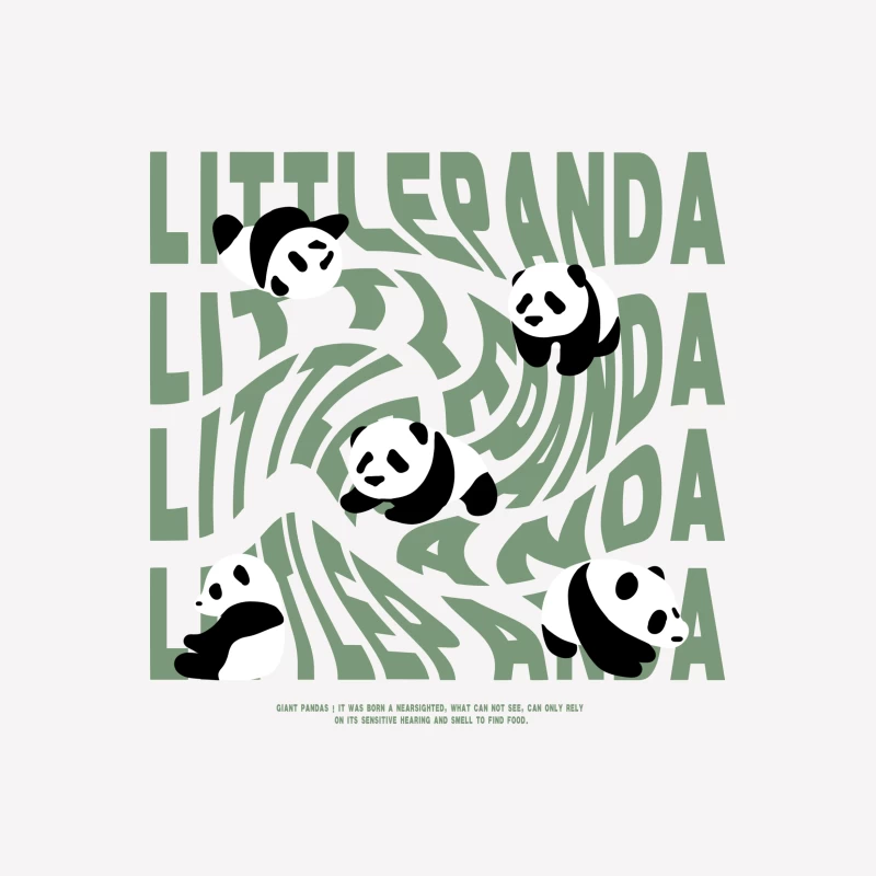 Niedliche Pandas auf verzerrtem Text Herren T-Shirt