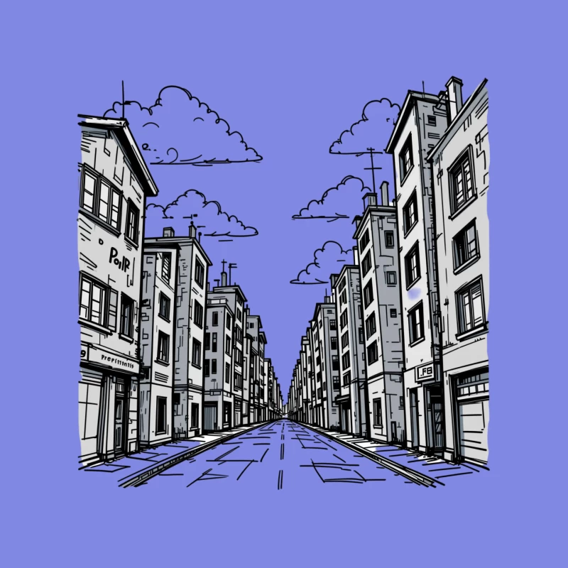 Monochrome Cityscape with Urban Architecture Mouse Pad
