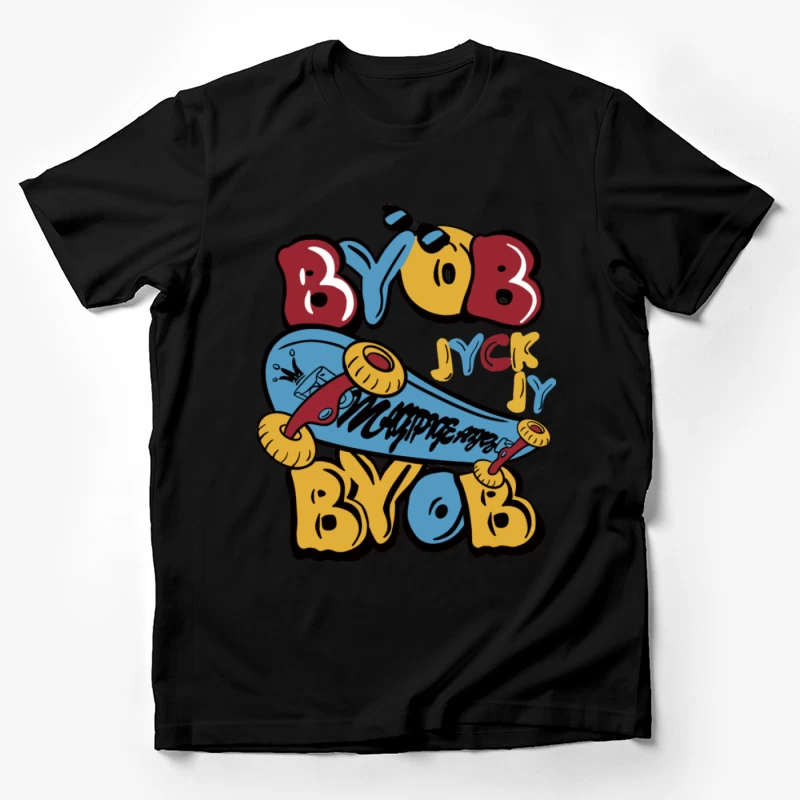Bunte Skateboard-Kunst mit Graffiti Herren T-Shirt