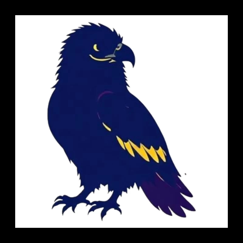 Stylized Navy Blue Raven Mascot Illustration Pin