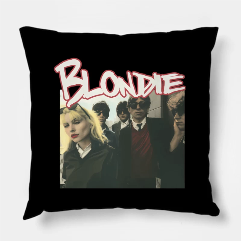 Vintage Blondie Band Album Cover from the 1970s New Wave Era Throw Pillow