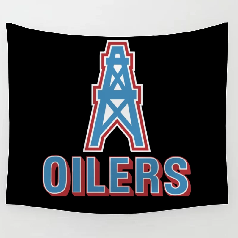 Houston Oilers Vintage NFL Team Logo with Oil Derrick Symbol Tapestry