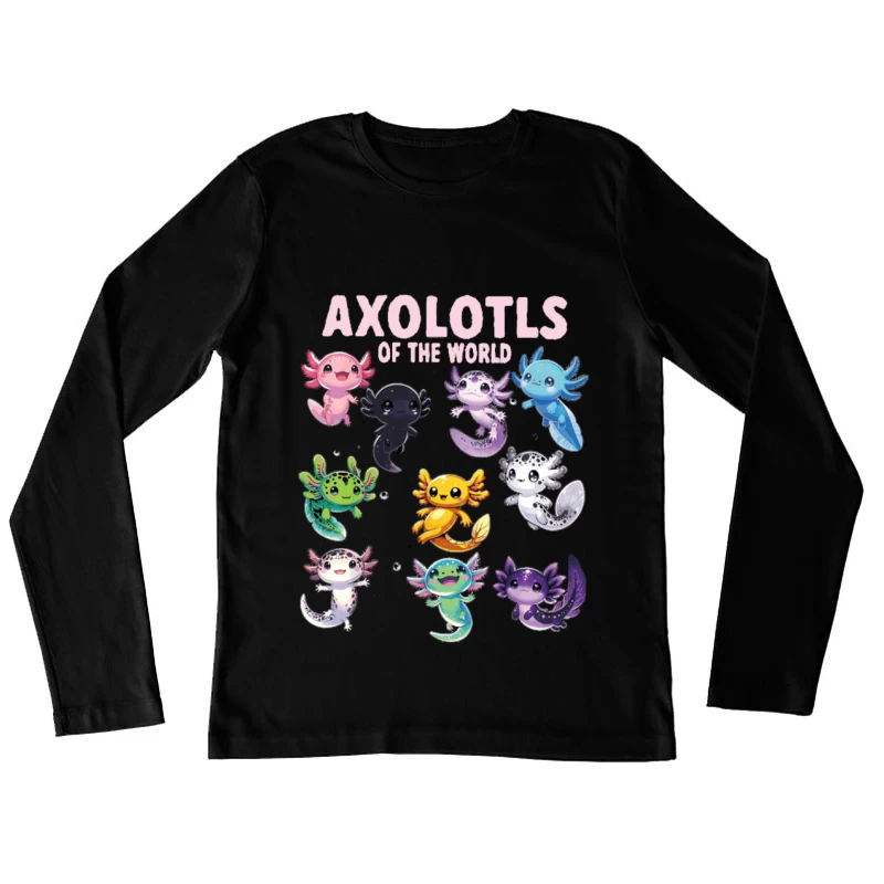 Niedliche Axolotl-Illustrationen Damen Langarm T-Shirt