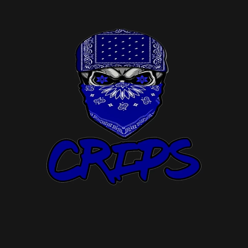 Blue Bandana Skull with Crips Gang Symbol Male Long Sleeve T-Shirt