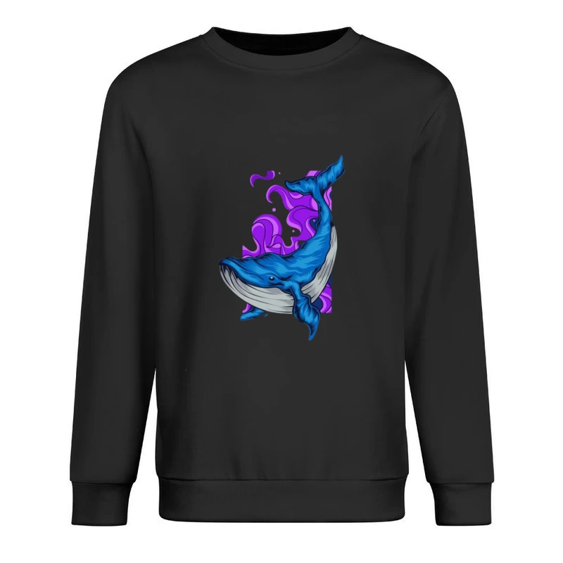 Blauer Wal mit lila Hintergrund Herren Pullover Sweatshirt