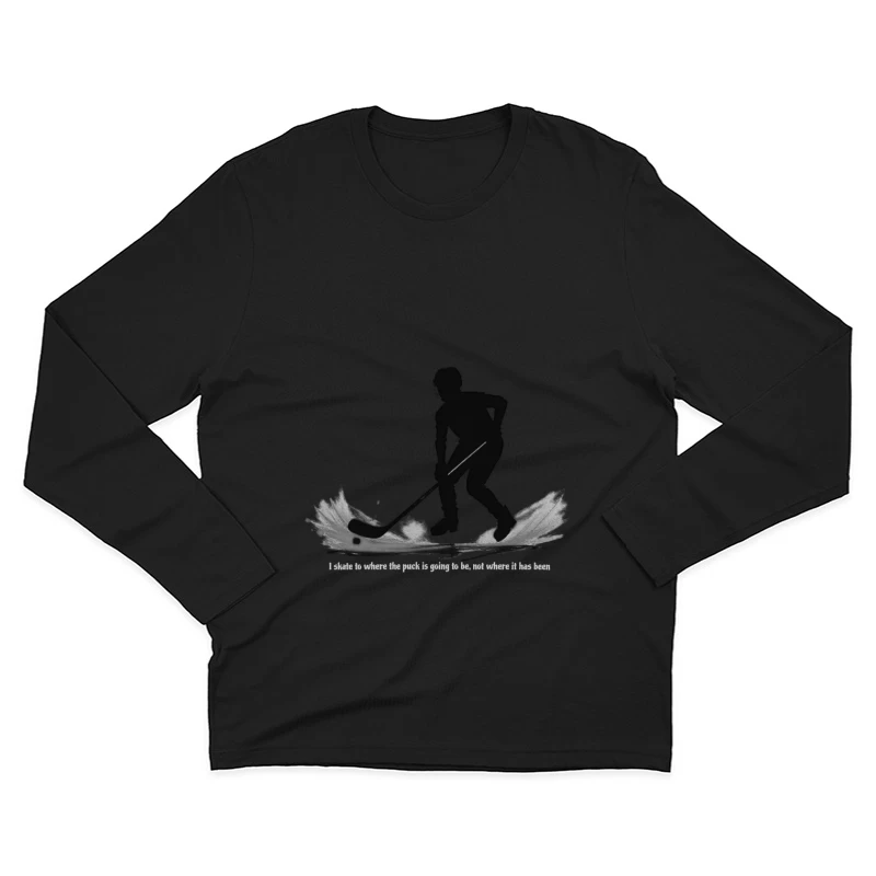 Dynamic Hockey Player Silhouette with Motivational Quote Male Long Sleeve T-Shirt