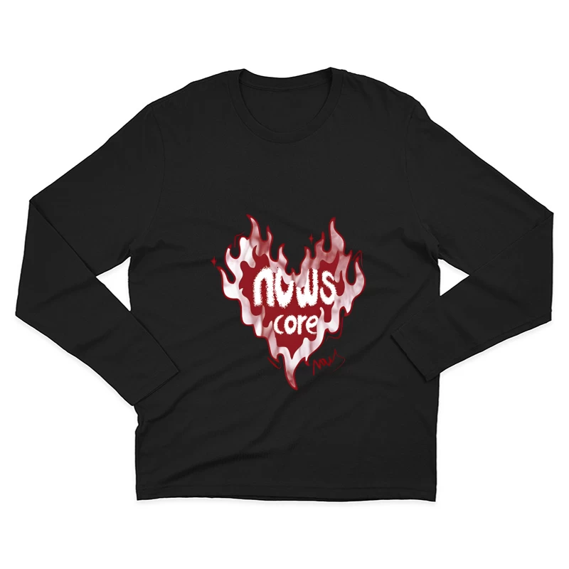 Flammendes Herzdesign mit Text Herren Langarm T-Shirt