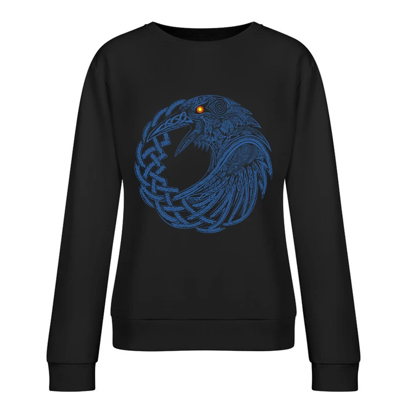 Intricate Celtic Knotwork Raven Illustration Female Pullover Sweatshirt