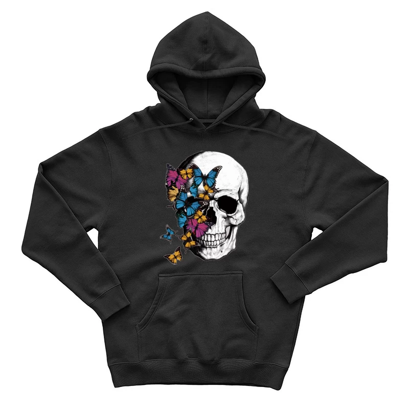 Schädel mit bunten Schmetterlingen Herren Pullover Hoodie