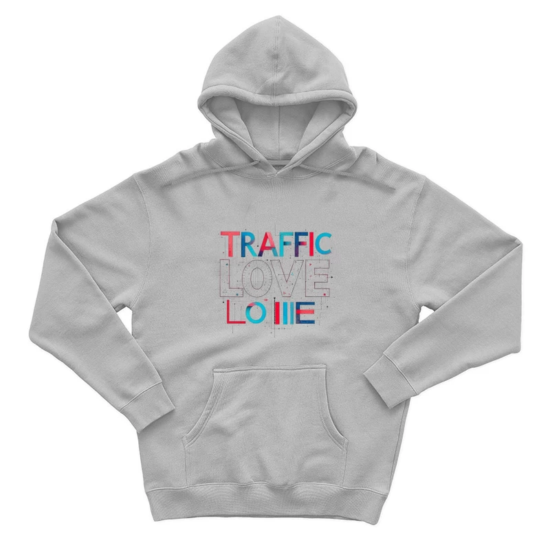 Traffic Love Typography with Technical Design Elements Male Pullover Hoodie