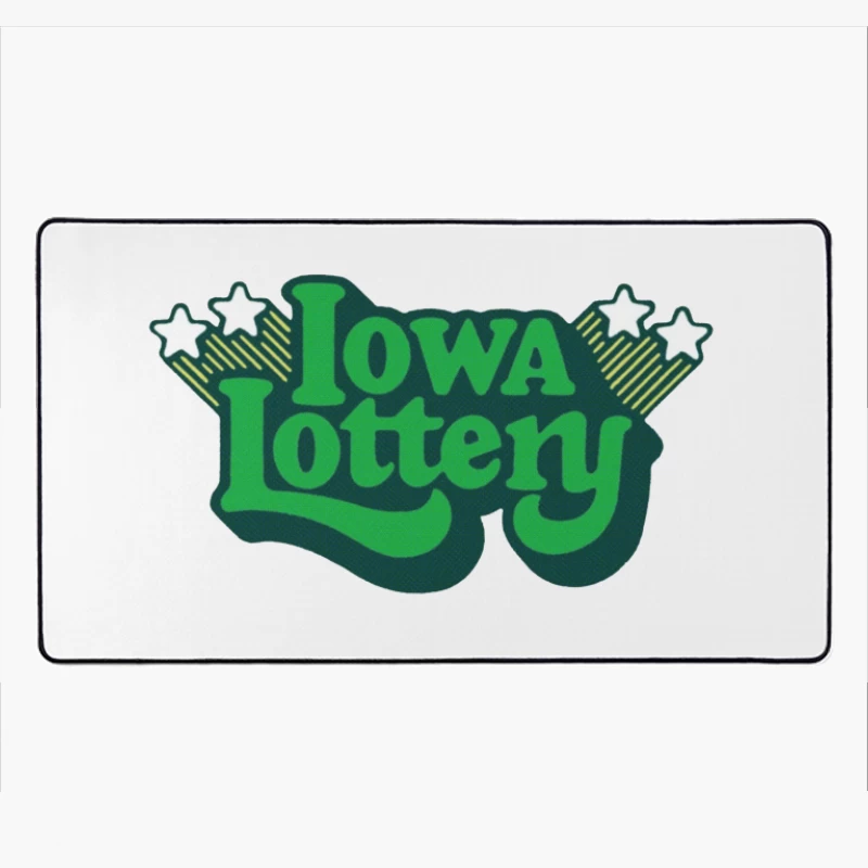 Vintage-Style Iowa Lottery Green Logo with Stars Desk Mat