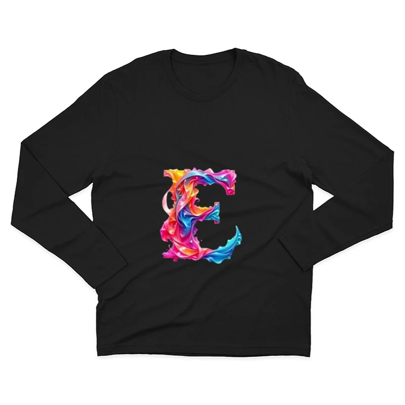 Vibrant Liquid Rainbow Letter E Design Male Long Sleeve T-Shirt