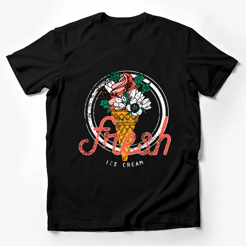 Illustration de cornet de glace avec fleurs Homme T-Shirt
