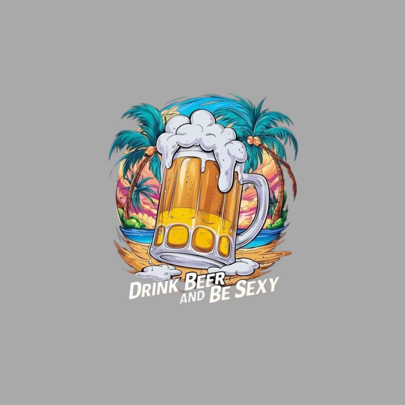 Drink Beer and Be Sexy - Tropical Vibes Male Pullover Hoodie