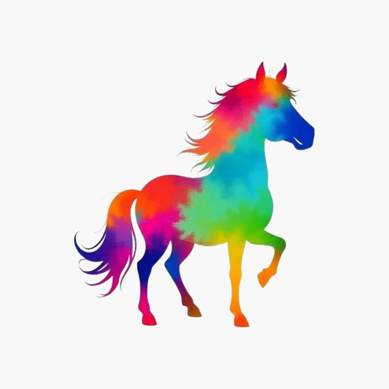 Colorful horse Silhouette Cotton Tote Bag