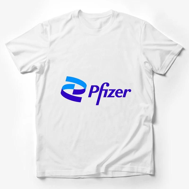 Pfizer Pharmaceutical Company Logo in Blue and Purple Male T-Shirt