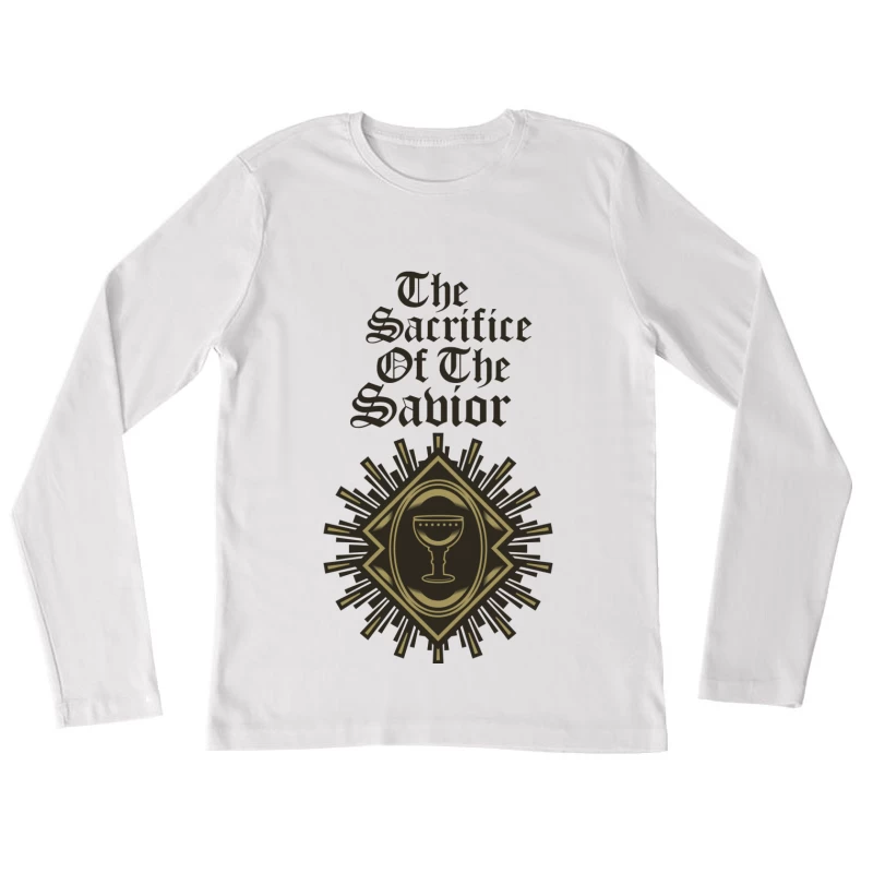 Le Sacrifice du Sauveur avec Calice et Rayons Femme Manches Longues T-Shirt