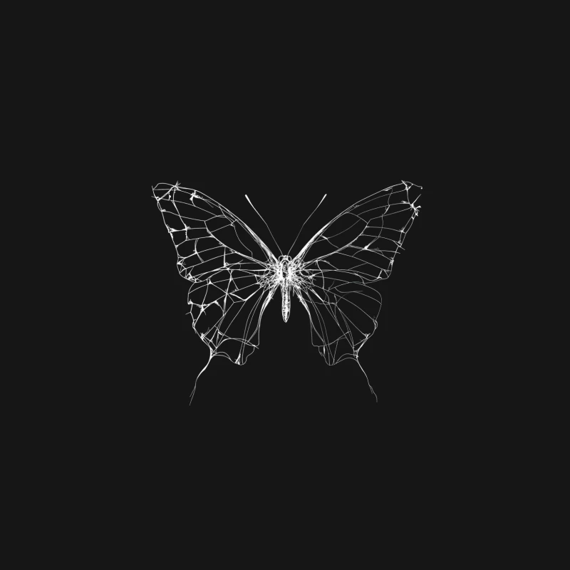 Monochrome Butterfly Sketch: Delicate Line Drawing of Winged Insect Male Long Sleeve T-Shirt