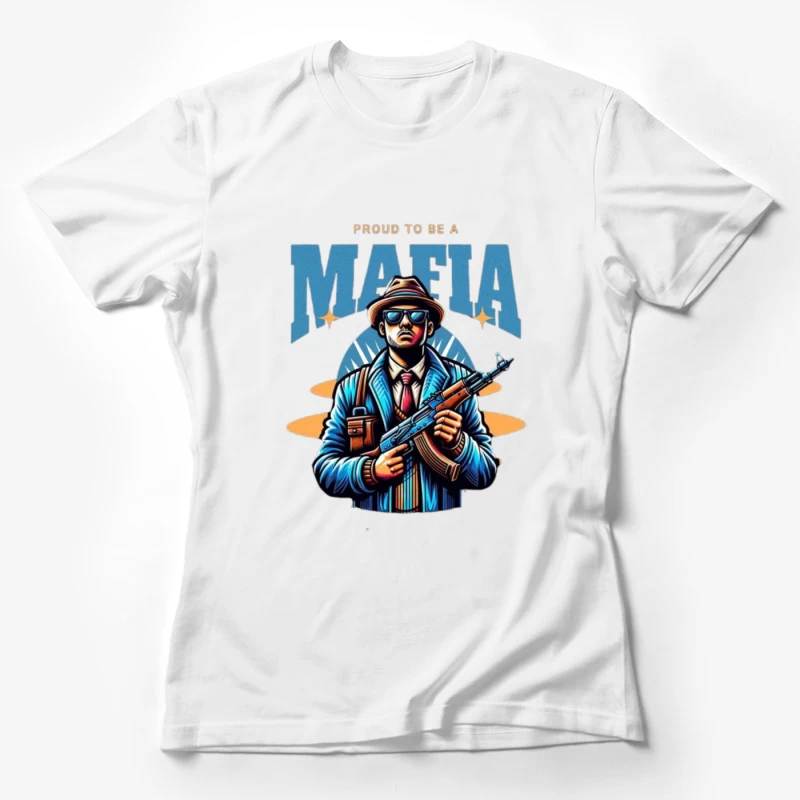 Vintage-Style Mafia Gangster Illustration with Weapon Female T-Shirt