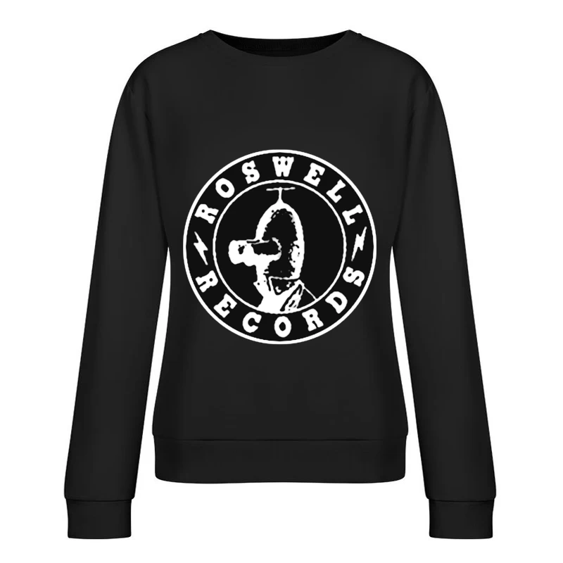 Roswell Records Black and White Circular Logo Female Pullover Sweatshirt